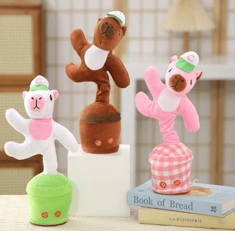Soft rechargeable plush toy by CSSV FILE, showing colorful fabric and cuddly design suitable for children and collectors.