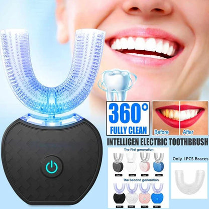 CSSV FILE 360 Degrees Intelligent Automatic Electric Toothbrush with waterproof design, whitening blue light, and USB charging.