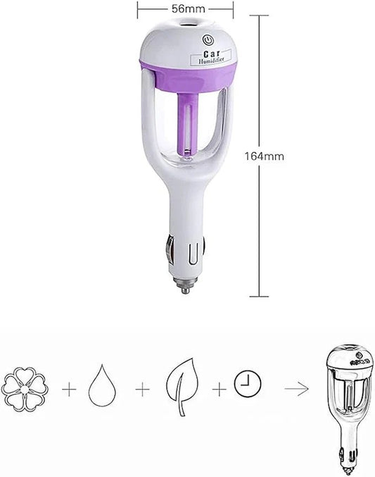 CSSV FILE Nanum Car Humidifier Diffuser shown in white with compact design and adjustable nozzle for soothing aroma diffusion in vehicles.