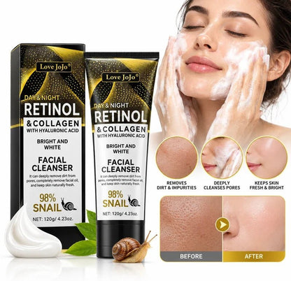 CSSV FILE Retinol Collagen Facial Cleanser in a pump bottle, showcasing the white and silver packaging with a clean design.