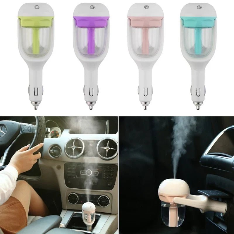Nanum car humidifier diffuser by CSSV FILE showing a compact white device with a mist outlet and adjustable control buttons.