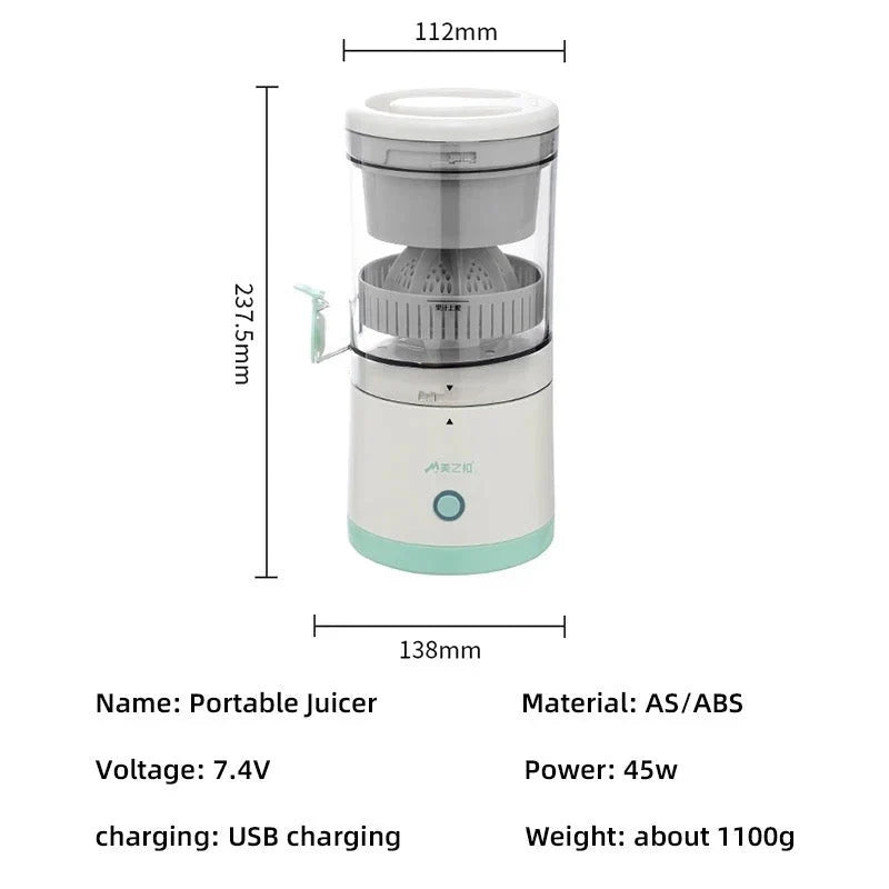 CSSV FILE Denx automatic fruit juicer showing a sleek silver juicer with fresh oranges ready for juicing.