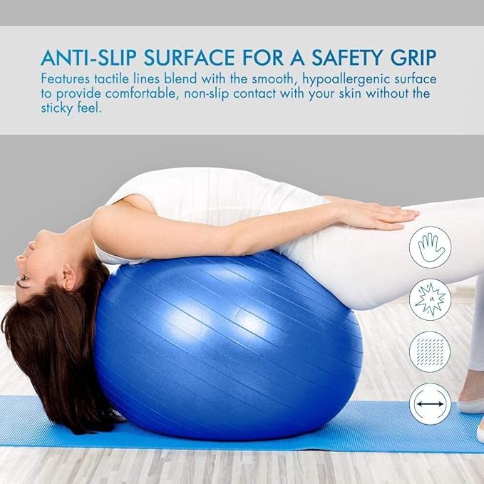LORDEX fitness gym ball by CSSV FILE, blue exercise ball for core workouts and stability training.