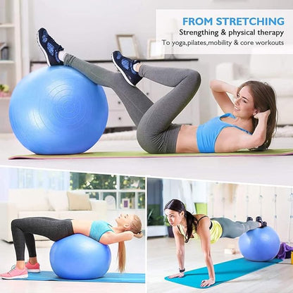 LORDEX fitness gym ball by CSSV FILE, blue exercise ball for core workouts and stability training.