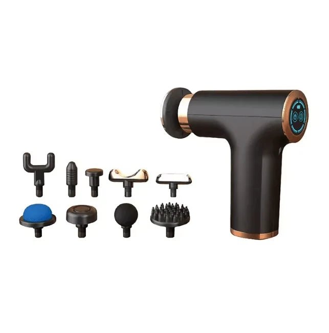 CSSV FILE Muscle Massage Gun FH-820 with four interchangeable heads for muscle relaxation and deep tissue massage.