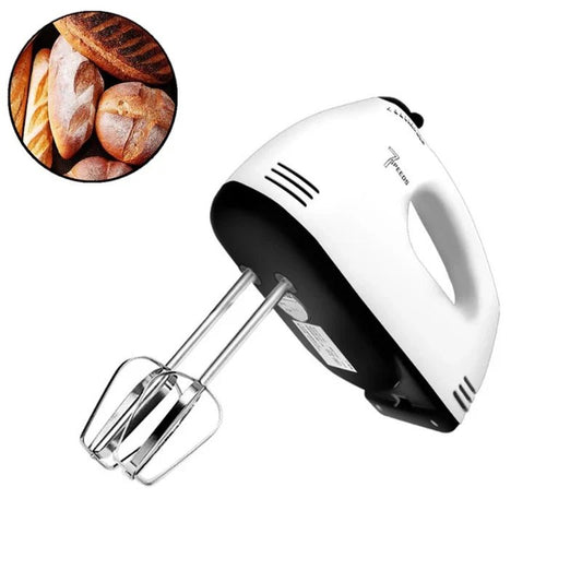 CSSV FILE Super Hand Mixer with stainless steel beaters, compact design, and ergonomic handle for efficient baking and mixing.